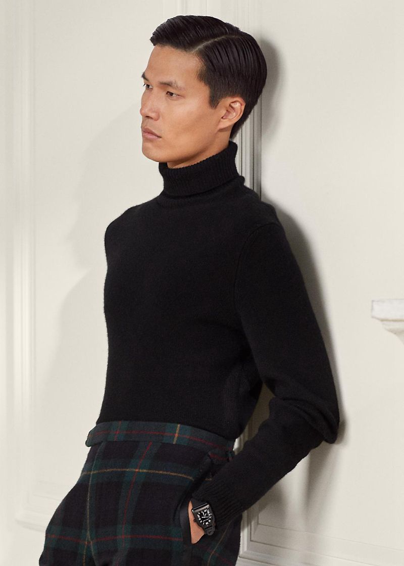 パープル レーベル セーター メンズ 黒 カシミヤ Roll Neck ジャンパー GHONJ7489